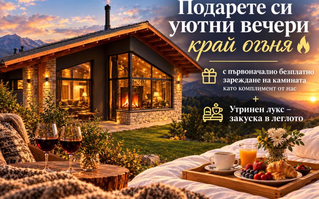 Luxury private villa, a cozy fireplace, and breakfast in bed.